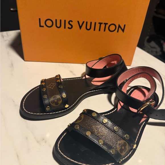 Louis Vuitton Shoes - Louis Vuitton Black and Brown Studded Sandals